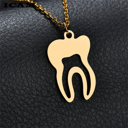Punk Teeth Chain Necklaces for Women&Men Gold