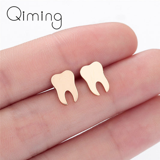 Dentist Tooth Stud Earrings for Women Men
