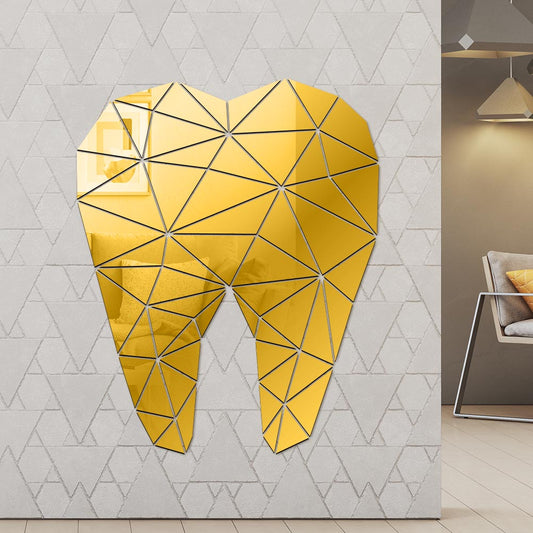 Dental Care Tooth Shaped Acrylic Mirrored Wall Stickers