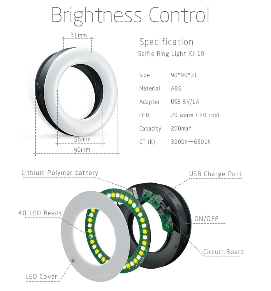 Universal LED Flash Ring 40 LEDS for Dental Photography