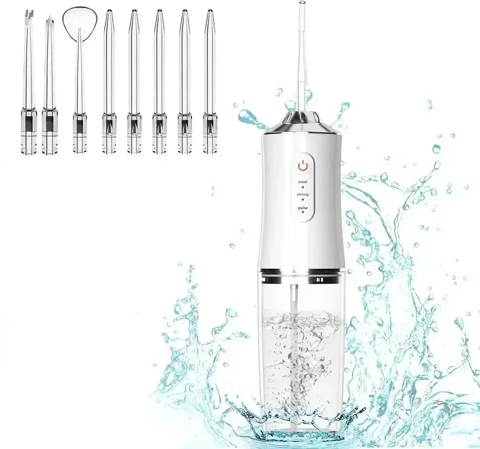 Dental Water Flosser USB Rechargeable4 Jet Tip 220ml 3 Modes Teeth Cleaner