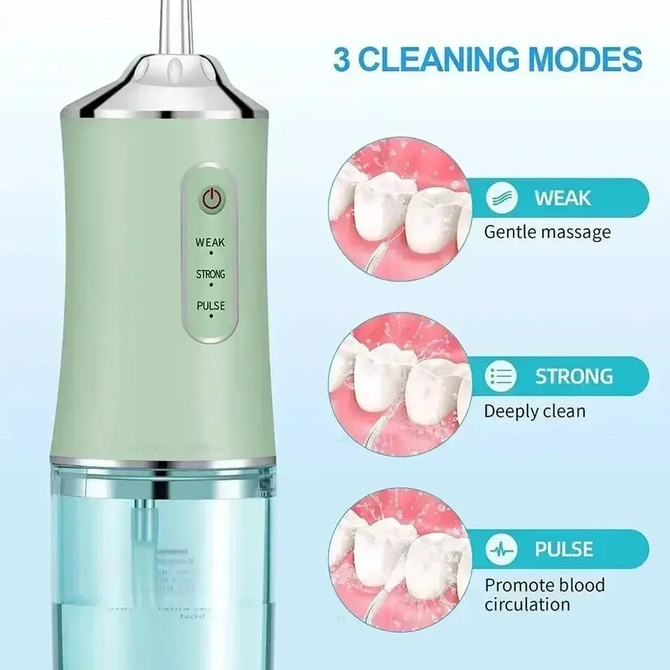 Dental Water Flosser USB Rechargeable4 Jet Tip 220ml 3 Modes Teeth Cleaner