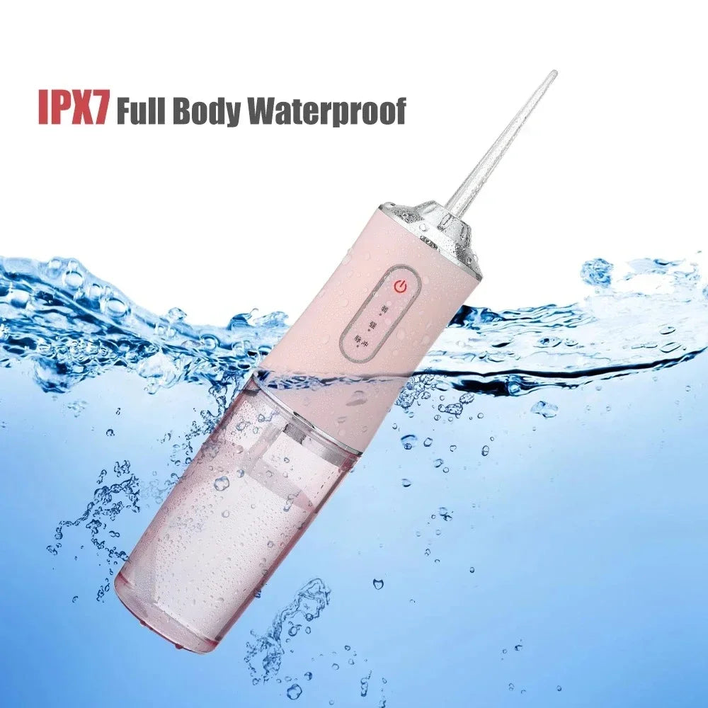 Dental Water Flosser USB Rechargeable4 Jet Tip 220ml 3 Modes Teeth Cleaner