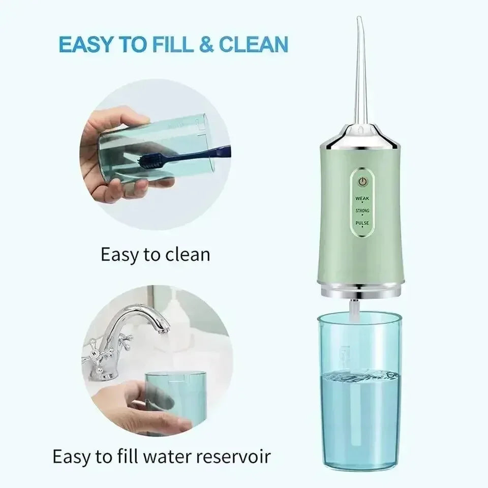 Dental Water Flosser USB Rechargeable4 Jet Tip 220ml 3 Modes Teeth Cleaner