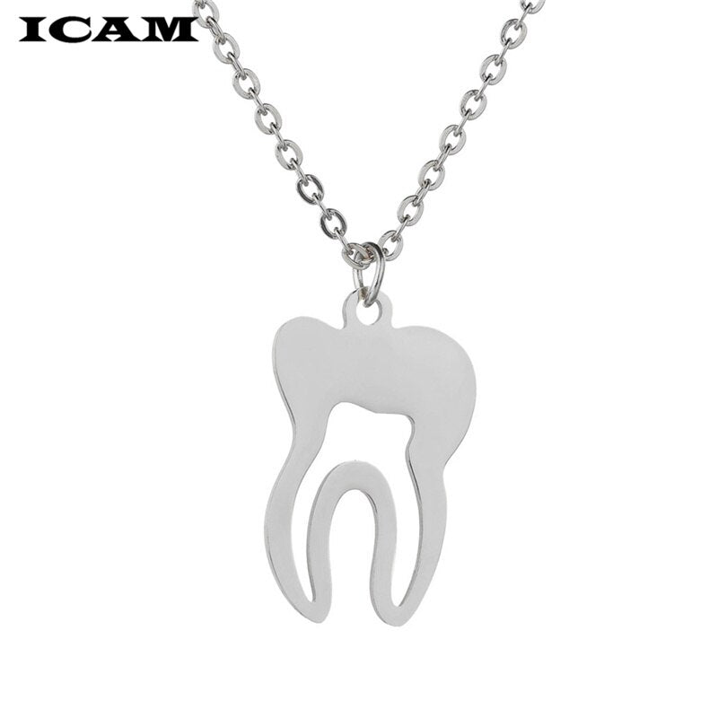 Punk Teeth Chain Necklaces for Women&Men Gold