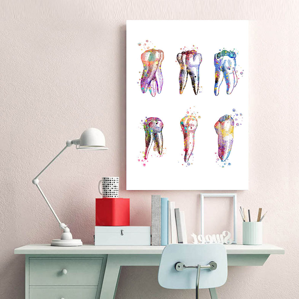 Tooth Anatomical Print Dental Molar Wall Picture