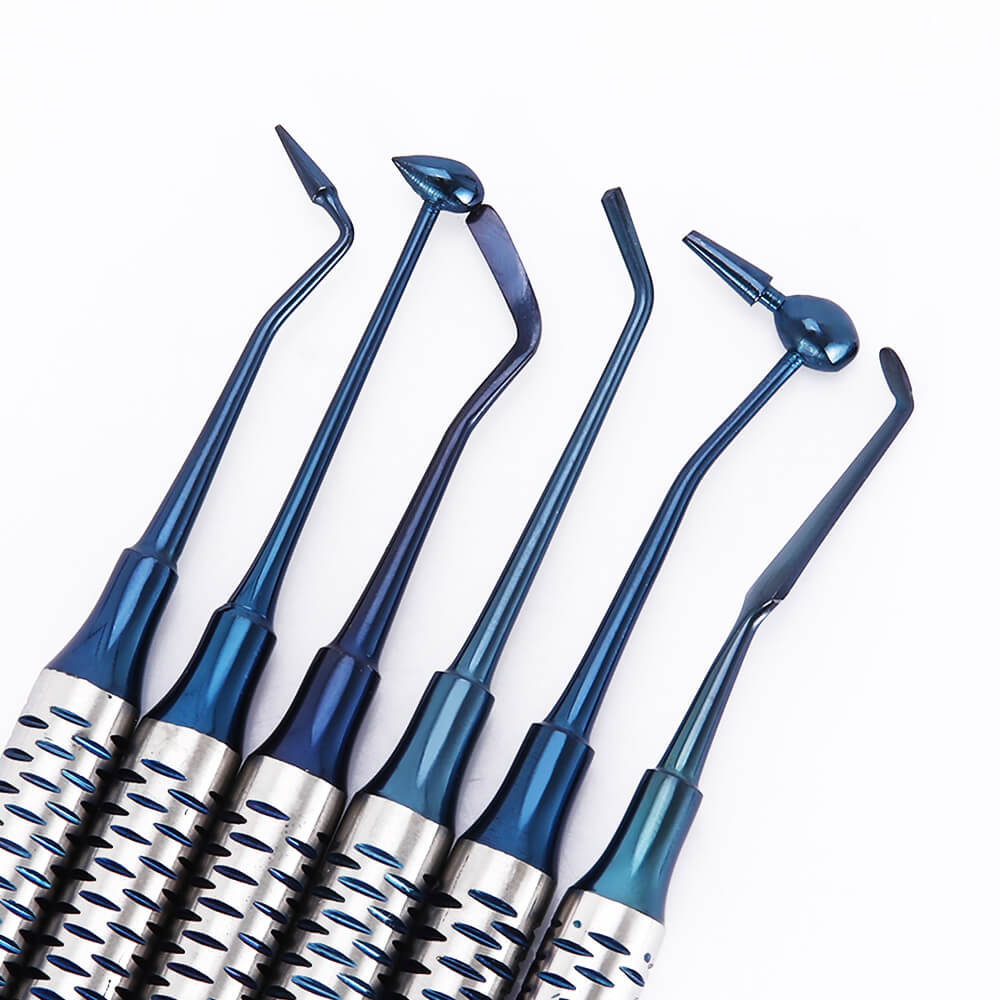 6Pcs/Set Dental Instrument Composite Resin Filling Spatula Titanium Plated