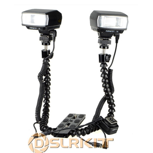 Macro Shooting Dual-arm Bracket and Mini Flash Pc sync Set for Nikon