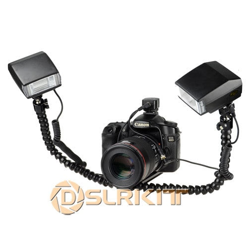 Macro Shooting Dual-arm Bracket and Mini Flash Pc sync Set for Nikon