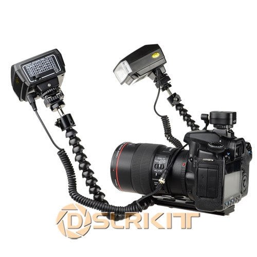 Macro Shooting Dual-arm Bracket and Mini Flash Pc sync Set for Nikon