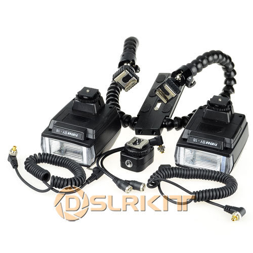 Macro Shooting Dual-arm Bracket and Mini Flash Pc sync Set for Nikon